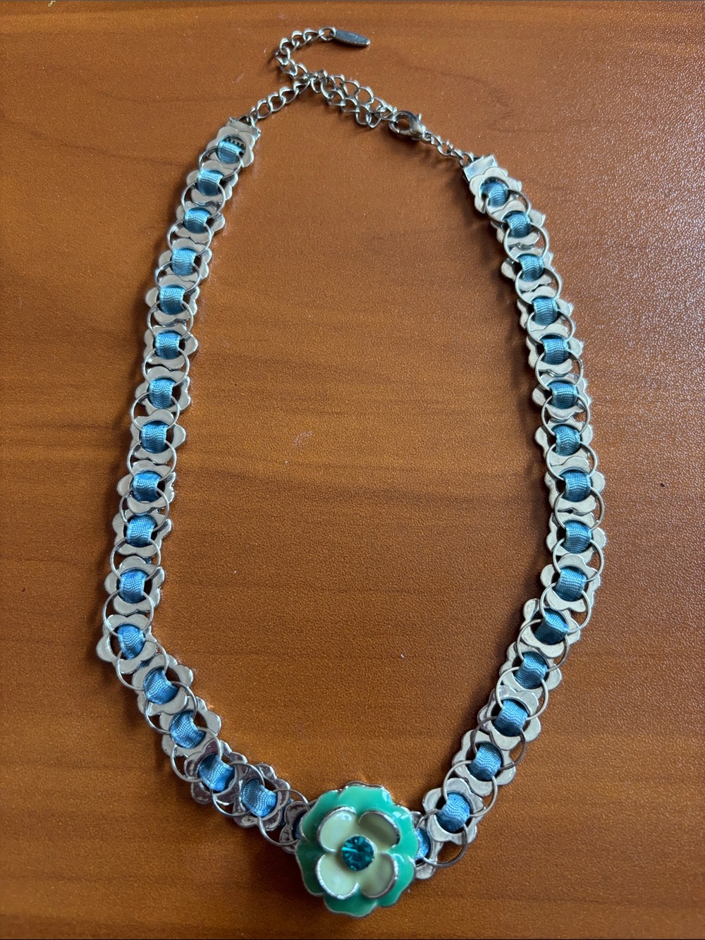 Green Flower Pendant Chain Necklace - Women Jewelry Vintage
